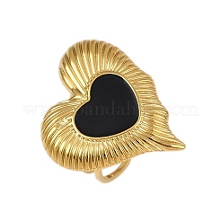 Herz 304 Edelstahl Emaille Fingerringe für Frauen&nbsp;RJEW-G355-09G
