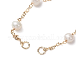 Herstellung von Armbändern aus natürlichen Süßwasser-Zuchtperlen und Messing-Kabelketten&nbsp;AJEW-JB01450