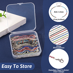 10 pezzo di braccialetti in ferro e ottone in 10 colori con strass di vetro&nbsp;AJEW-TA0001-29