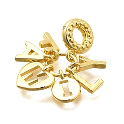 Messing klar Zirkonia Wort Familie Herz europäischen baumeln Charms&nbsp;KK-C087-14G
