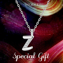 Colliers avec pendentif initial en argent sterling plaqué rhodium&nbsp;JN922A
