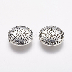 Alliage de style tibétain rondes plat sculpté perles de roue&nbsp;TIBEB-5720-AS-LF