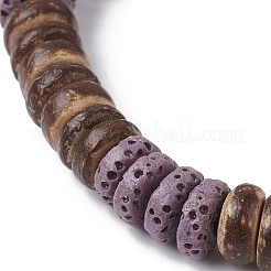 7 Stück 7 farbig gefärbte Stretch-Armbänder aus natürlichem Lavagestein und Kokosnussscheibenperlen&nbsp;BJEW-JB09827