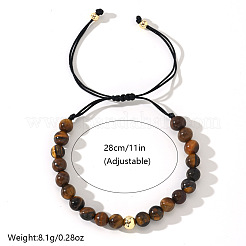 Natürliche Tigerauge runde Perlen geflochtene Perlenarmbänder&nbsp;LS-ZJ4066-1