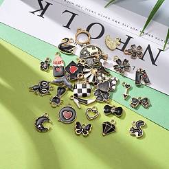 60 pièces 30 styles breloques en alliage d'émail&nbsp;ENAM-LS0001-05LG