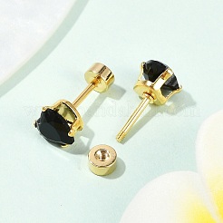 Bouchons d'oreille faux en verre en forme de cœur&nbsp;EJEW-H105-25G-E