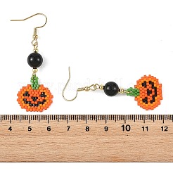 Boucles d'oreilles pendantes tissées en perles de verre pour Halloween (femme)&nbsp;EJEW-MZ00780