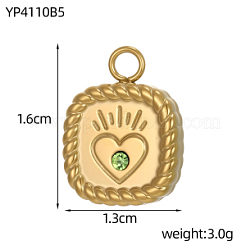 Pendentifs en strass en acier inoxydable 304&nbsp;STAS-OY015-38G