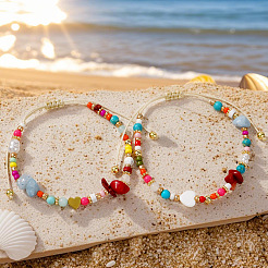 Braccialetti di perline intrecciate a forma di cuore&nbsp;ZU4451-4