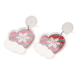 Pendientes colgantes de acrílico navideños con pasador de acero inoxidable 304 para mujer&nbsp;EJEW-D060-01F