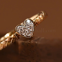 Herz 925 Sterling Silber Mikro Pavé klare Zirkonia Fingerringe&nbsp;FS-WGC3F33-03