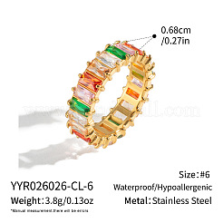 Bagues en acier inoxydable 304 avec pavé de zircones cubiques pour femmes&nbsp;VX2680-1