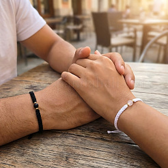 2 Stück verstellbares Valentinstag-Paar-Armband-Set (geflochten)&nbsp;BJ0894-1