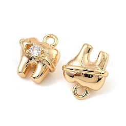 Breloques en laiton avec zircone cubique de micro pave&nbsp;KK-C155-22G
