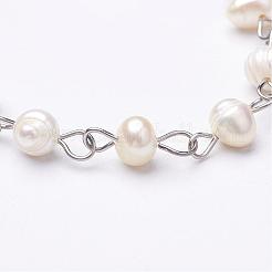 Catene a mano di perline di perle&nbsp;AJEW-JB00253