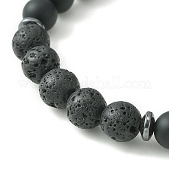 Braccialetti elasticizzati con perline di roccia lavica naturale&nbsp;BJEW-JB09441