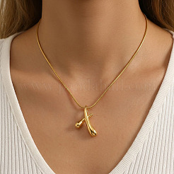 Collane con ciondolo a croce a goccia in acciaio inossidabile 304 per donna&nbsp;LV5692-1