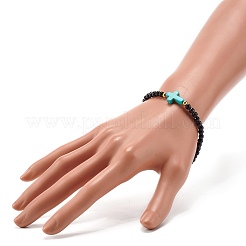 Pulsera elástica cruzada para niña mujer&nbsp;BJEW-JB06957-01