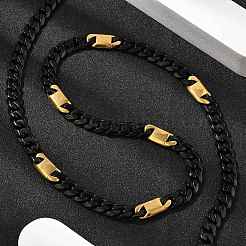304 Edelstahl Cuban Link Kette Halsketten für Frauen Männer&nbsp;NJEW-A033-01A-EB
