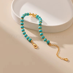 Braccialetti con perline rotonde in turchese sintetico e ottone per donna&nbsp;QJ7168