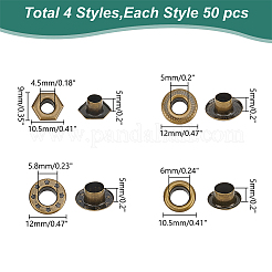 200 Stück 4 Stile Messing Ösen Ösen Beschläge für Schuhe&nbsp;KK-WR0001-22