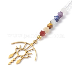 Ciondolo con tema chakra in acciaio inossidabile 201 e 304 decora&nbsp;PALLOY-JF01199-02