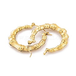 Pendientes de aro de acero inoxidable 304 con baño de iones (IP) y junta de bambú para mujer&nbsp;EJEW-G388-01G