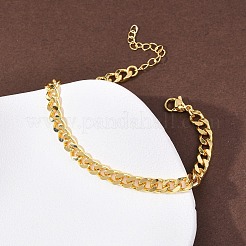 Messing-Armbänder mit kubanischen Gliedern für Damen&nbsp;BJEW-C140-10G