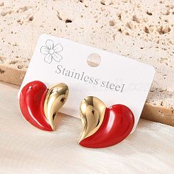 Boucles d'oreilles à tige en forme de cœur en acier inoxydable 201&nbsp;EJEW-P304-07G