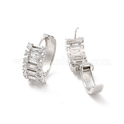 Orecchini a cerchio rettangolari con zirconi chiari&nbsp;EJEW-P213-01P