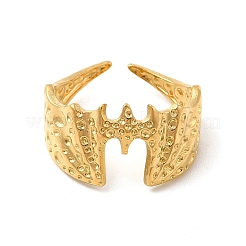 Bague ouverte en acier inoxydable 304 avec placage ionique (IP) en forme de chauve-souris gothique pour femme&nbsp;RJEW-E066-01G
