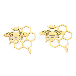 Pin de solapa de acero inoxidable 201 con forma de abeja y panal&nbsp;JEWB-N007-124G