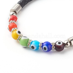 Bracelets de perles faits à la main de perles de chalumeau de mauvais œil&nbsp;BJEW-JB06373