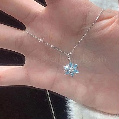 Weihnachtliche Halsketten mit Strass-Schneeflockenanhänger aus Legierung für Damen&nbsp;WG7EFB7-01