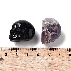 Aus natürlichem Edelstein geschnitzte Totenkopfstatuen-Ornament&nbsp;G-P525-08