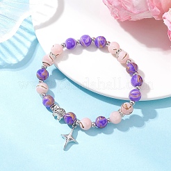 Braccialetti di perline di vetro rotondo stirata&nbsp;BJEW-JB12649