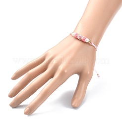 Colonne de perles et de graines de verre avec bracelet à maillons en forme de cœur&nbsp;BJEW-MZ00028-01