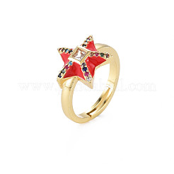 Anillos de dedo de circonita cúbica de colores micro pavé de latón ajustable&nbsp;RJEW-S044-166-NF