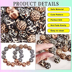 60 Stück 15 mm Silikonperlen lose Silikonperlen Kit Leopardenmuster Silikonperlen für die Schlüsselanhängerherstellung Armband Halskette&nbsp;JX309A