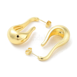 Orecchino a bottone a goccia twist in ottone placcato a cremagliera&nbsp;EJEW-C078-08G