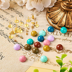DIY halbrunde Ohrstecker-Schmucksets aus undurchsichtigem Harz&nbsp;DIY-TA0010-78