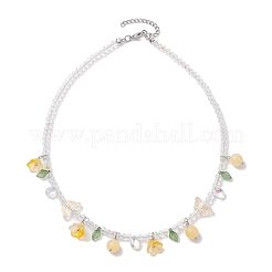 Halsketten aus Glas mit Topas-Jade-Perlen&nbsp;NJEW-JN04680-03