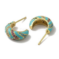 Boucles d'oreilles clous de zircone cubique micro pavés de laiton placage en rack&nbsp;EJEW-R162-40G