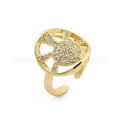 Anelli per polsini da donna con micro pavé di zirconi trasparenti in ottone placcato a cremagliera&nbsp;RJEW-M028-110G