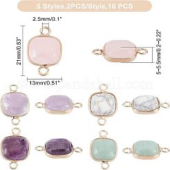10 Stück 5 Stil natürliche gemischte Edelsteine Verbinder Anschlüsse&nbsp;G-FH0001-42