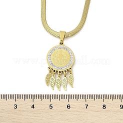 Collar con colgante de pluma y medalla de San Benito&nbsp;NJEW-H055-03G