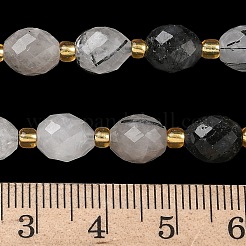 Natürliche schwarze Rutilquarz/Turmalinated Quarz Perlen Stränge&nbsp;G-F809-A11-01