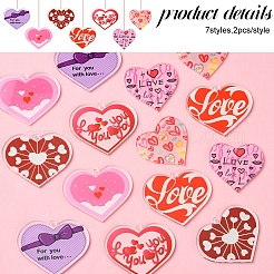 14 stücke 7 stile valentinstag transparent acryl anhänger&nbsp;OACR-FS0001-98