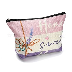 Pochettes de rangement zippées en lin imprimé lavande&nbsp;ABAG-Z002-02B
