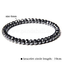 Bracelets extensibles en perles géométriques facettées d'hématite synthétique non magnétique de 6 mm&nbsp;WGA5C5D-03